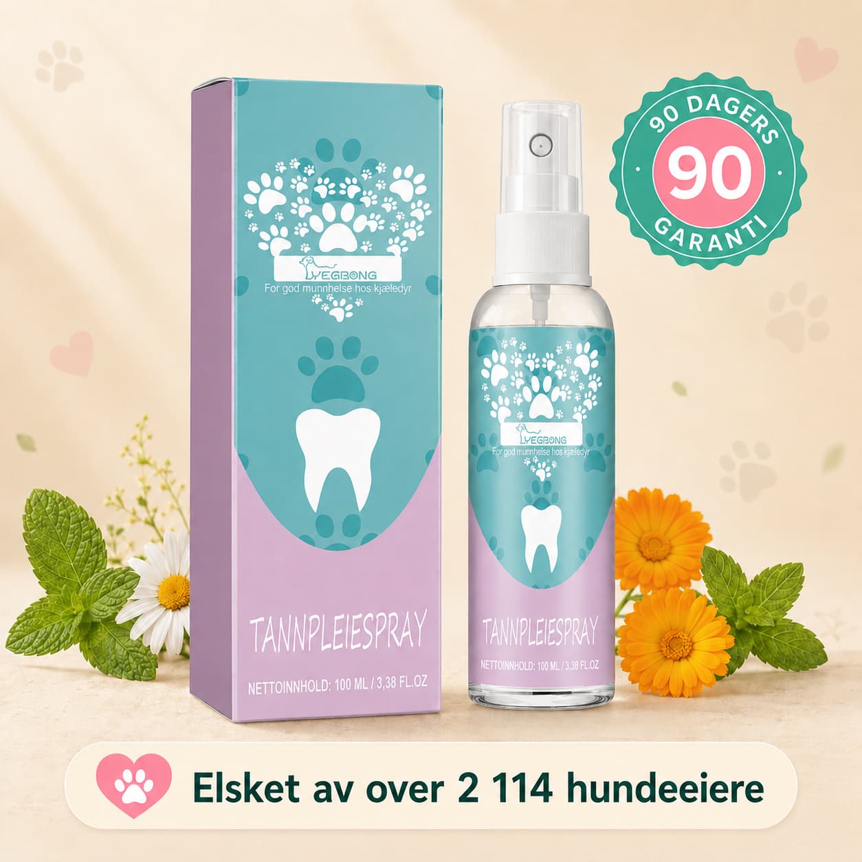 Tannpleiespray til hund