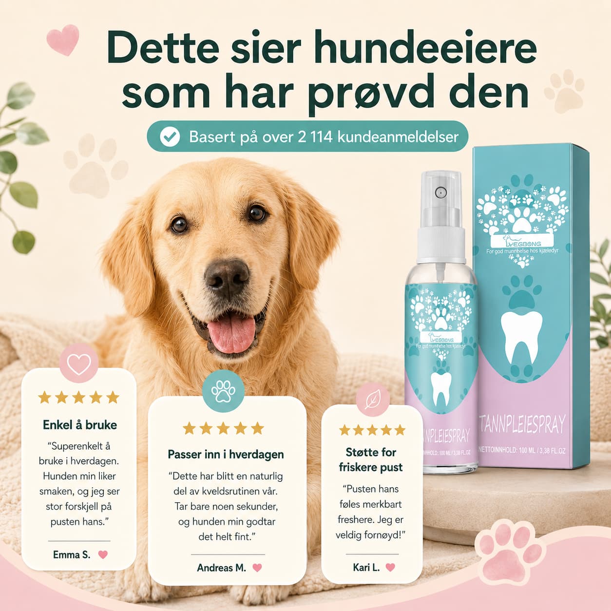 Tannpleiespray til hund