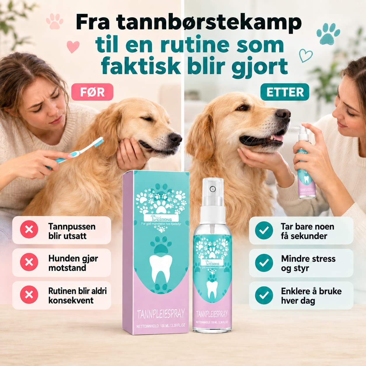 Tannpleiespray til hund