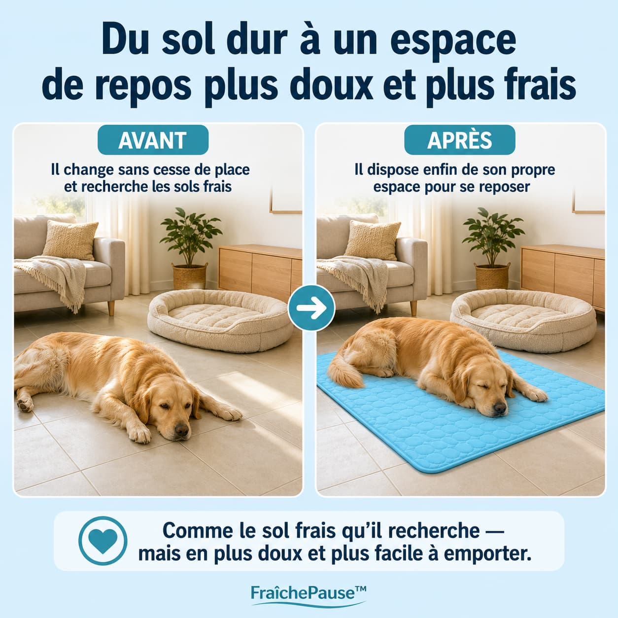 FraîchePause™ – Tapis rafraîchissant pour chien (1+1)