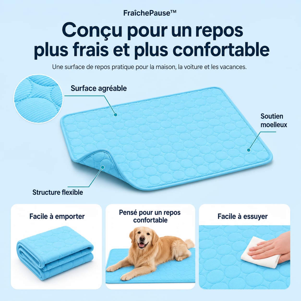 FraîchePause™ – Tapis rafraîchissant pour chien (1+1)
