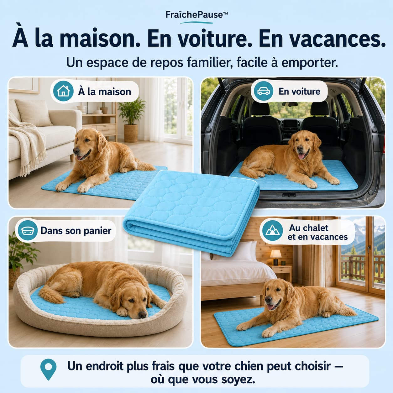 FraîchePause™ – Tapis rafraîchissant pour chien (1+1)