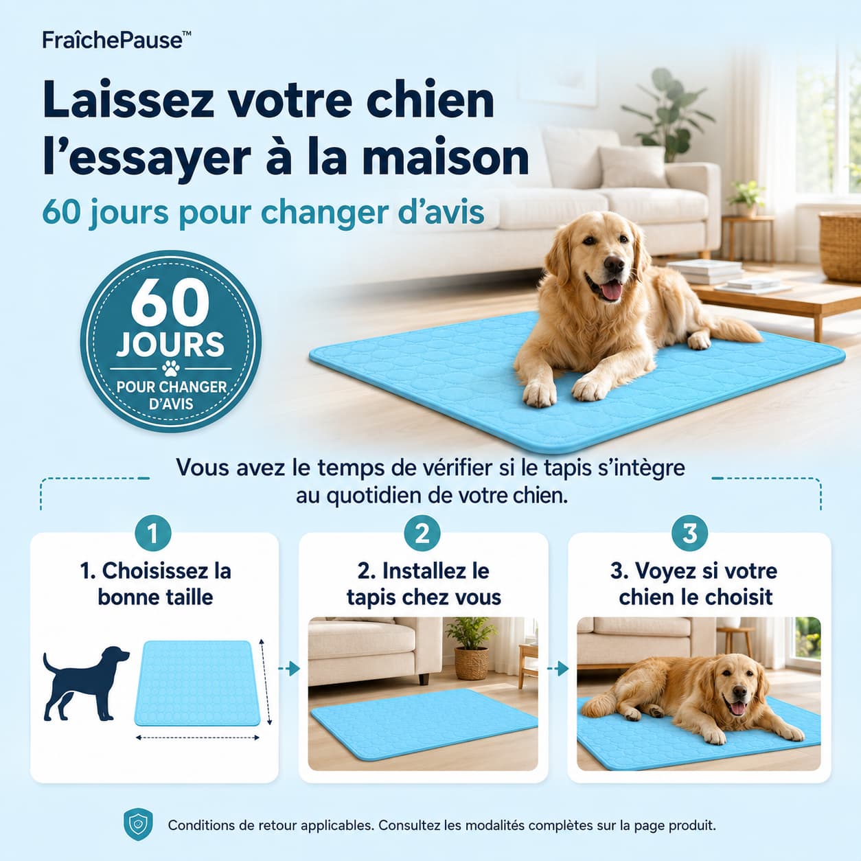 FraîchePause™ – Tapis rafraîchissant pour chien (1+1)