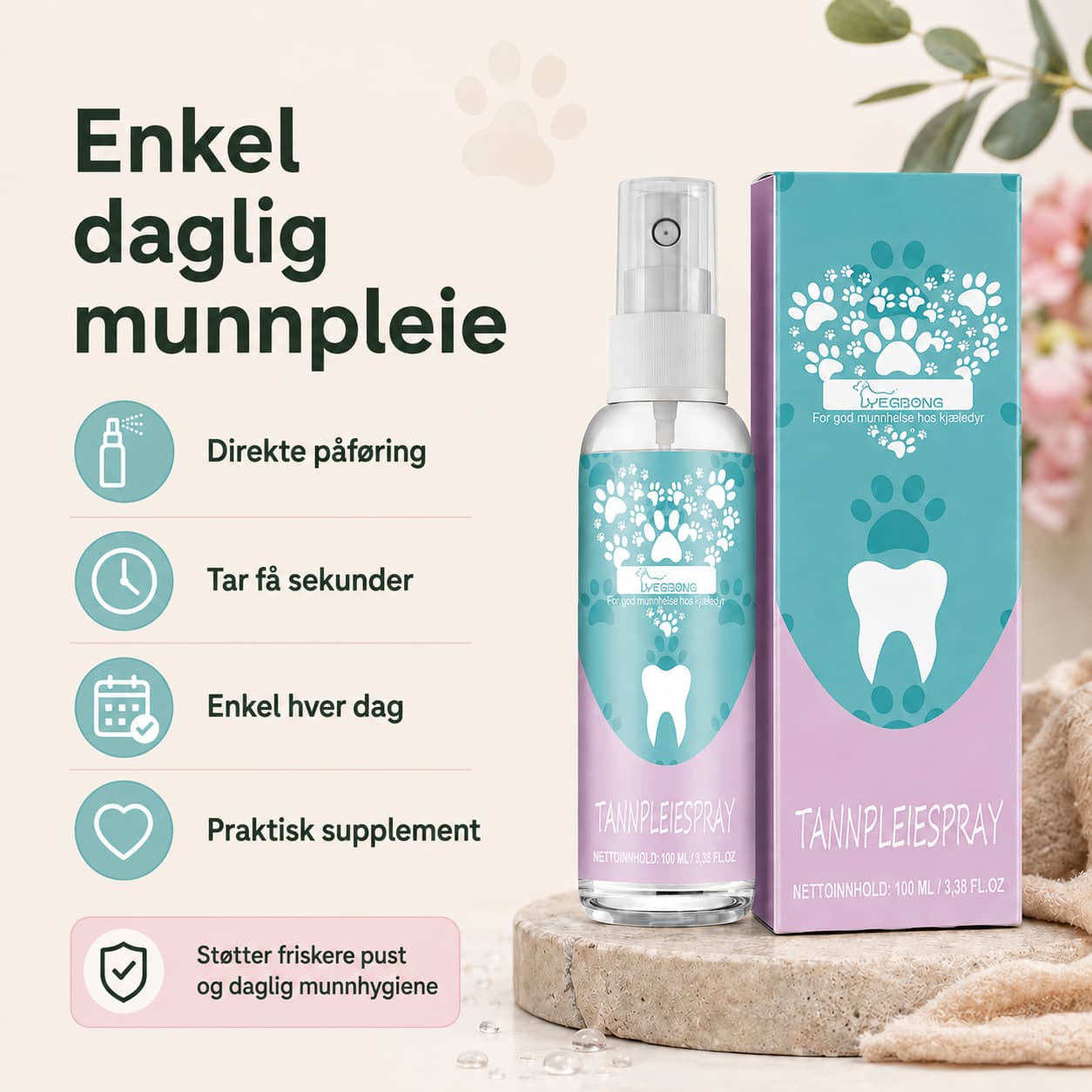 Tannpleiespray til hund